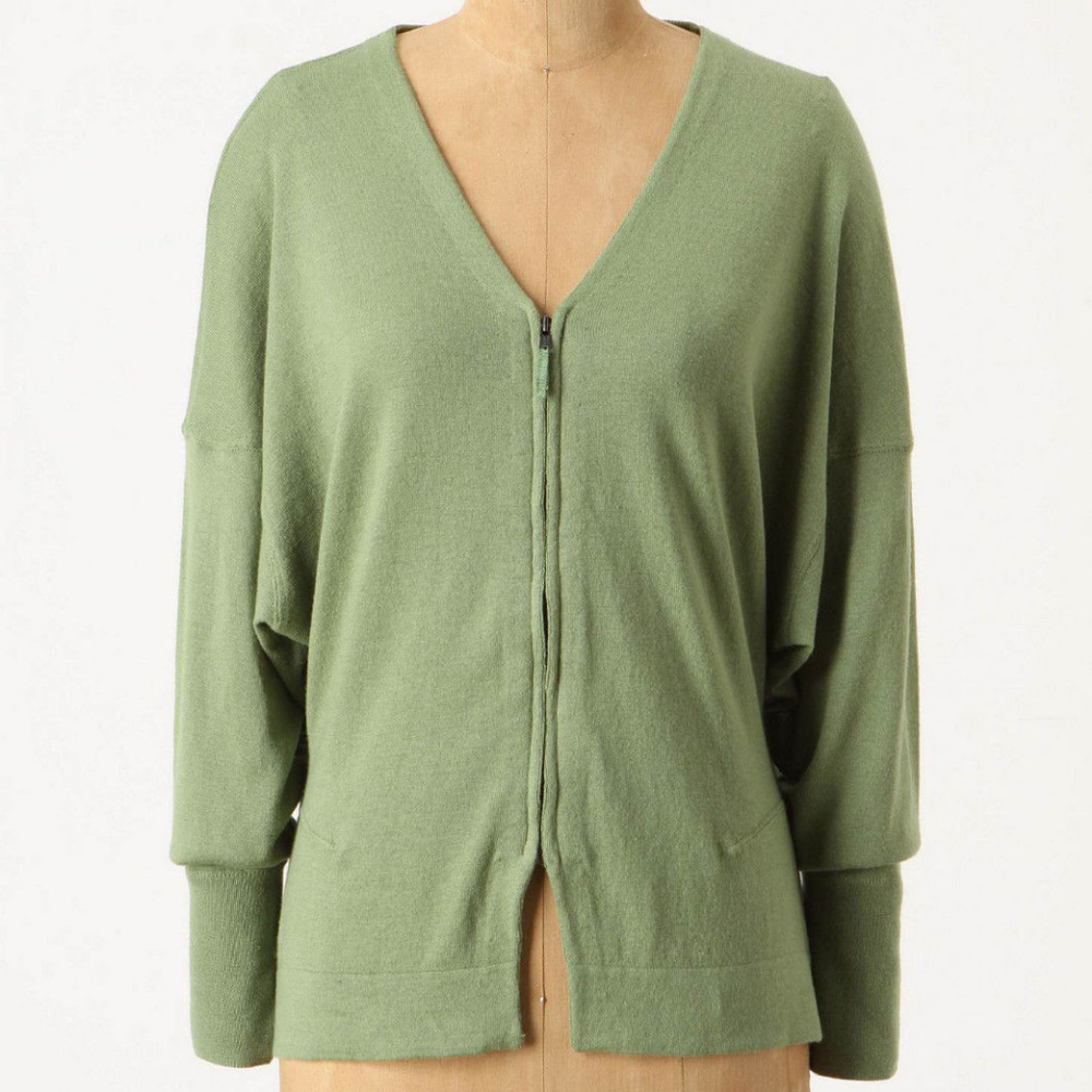 Anthropologie Split Difference Cardigan Zip Front Lightweight Cardi Sweater S